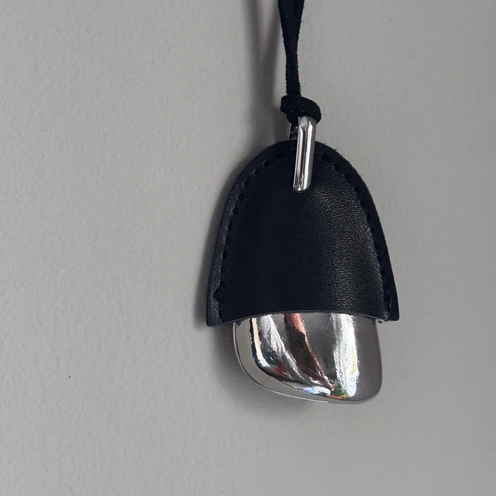 Pewter and Leather Wrapped Pendant Necklace - Picture 3 of 6